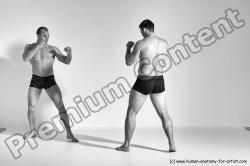 Underwear Martial art Man - Man White Moving poses Athletic Short Brown Dynamic poses Academic